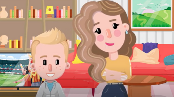 animated woman and child